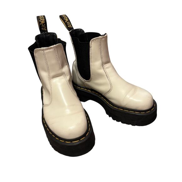 Dr. Martens 2976 Smooth Size 5 White Leather Platform Quad Chelsea Boots - Picture 4 of 14